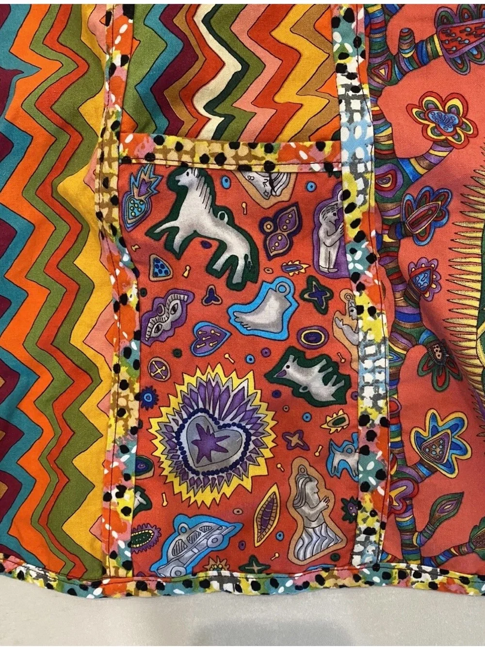 Vibrant Orange Patterned Our Lady of Guadalupe Cath Apron-003*